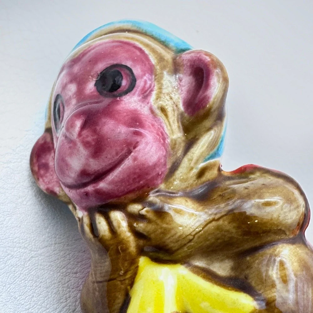 Vintage Japan Monkey Salt Pepper Shakers Figural Ceramic 3.25